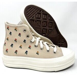 Converse Chuck Taylor All Star Lift Platform High Embroidered Roses W Size 7